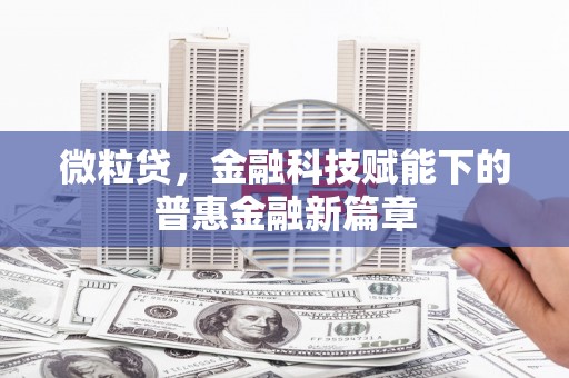 合浦微粒贷，金融科技赋能下的普惠金融新篇章