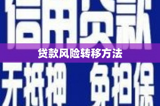 合浦贷款风险转移方法 合浦贷款风险转移方法