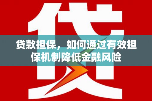 合浦贷款担保，如何通过有效担保机制降低金融风险