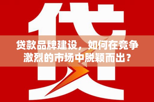 合浦贷款品牌建设，如何在竞争激烈的市场中脱颖而出？