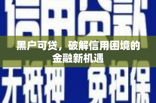 合浦黑户可贷，破解信用困境的金融新机遇
