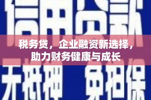 合浦税务贷，企业融资新选择，助力财务健康与成长